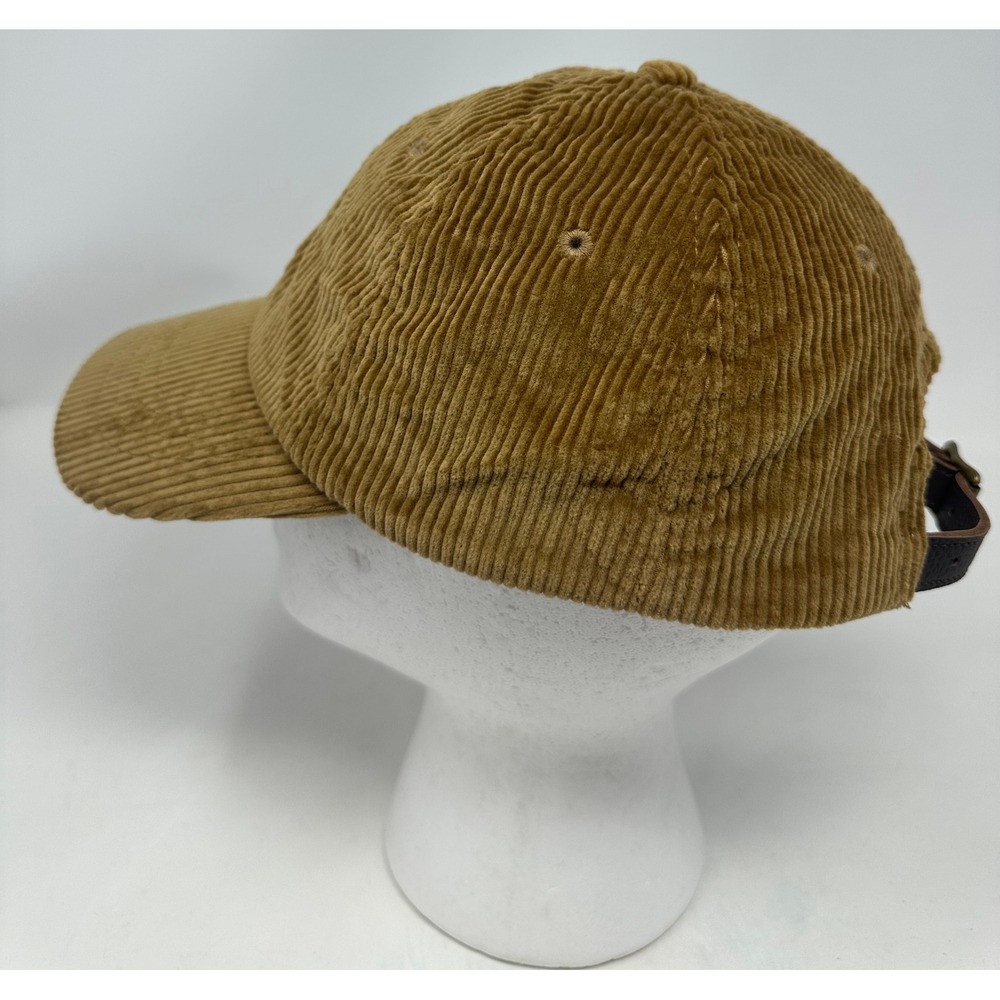 Polo Ralph Lauren Tan Brown Corduroy Baseball Cap Leather Strap Hat Mens - Picture 7 of 12